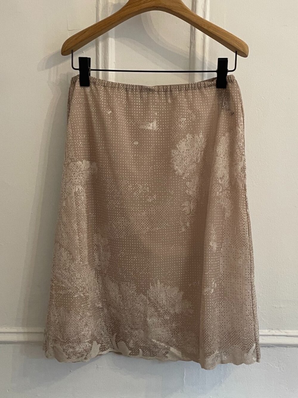 Tory Burch Runway Embellished Jersey Mesh Skirt, Size M